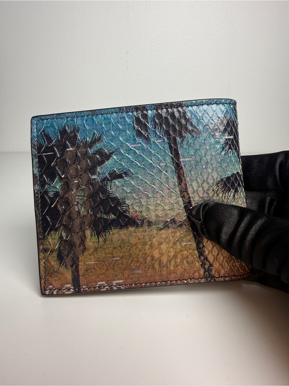 Saint Laurent East/West Python Men’s Wallet Azur Orange Black - NEW | AUTHENTIC - Picture 4 of 10